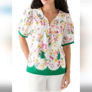 Crown & Ivy Petite Tassel Peasant Top